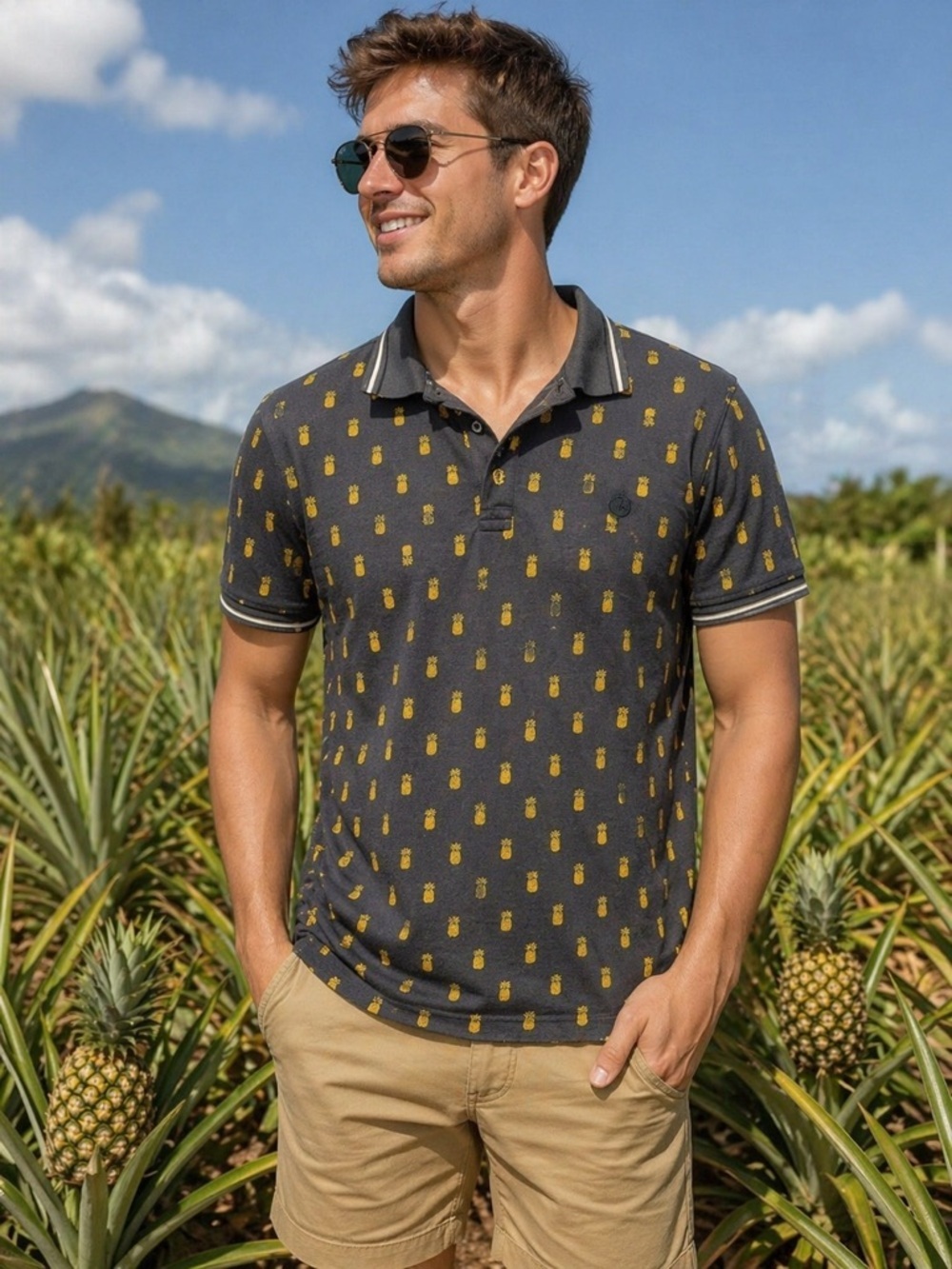 Harper + Leyland Pineapple Print Polo Shirt Men’s Large Summer